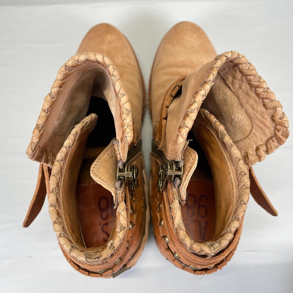 A.S. 98 Ankle Boots Womens Size 36 US 5.5-6 Brown Leather Braided Strap Zip Boho - Picture 10 of 10